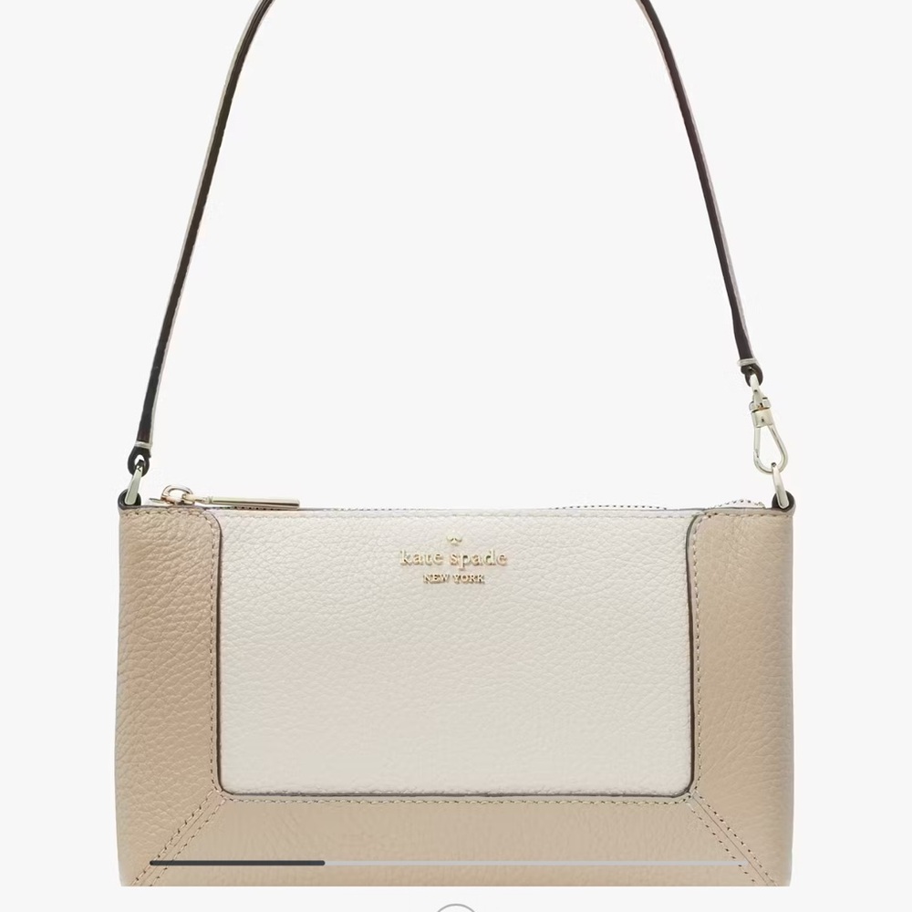 KATE SPADE Lena Colorblock Convertible Wristlet in light sand and white